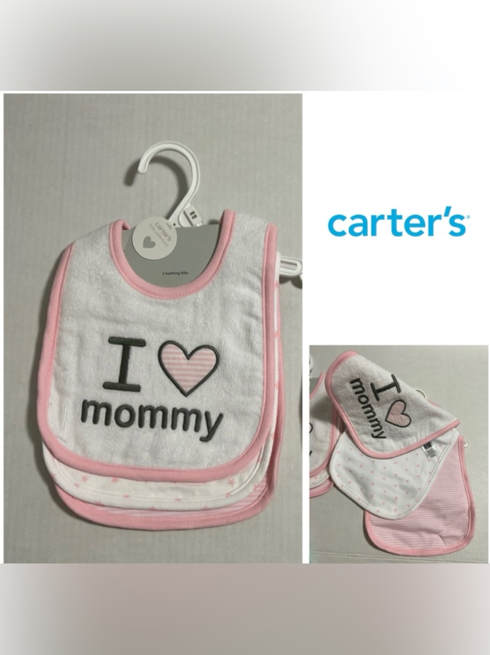 🆕CARTER’S - NWT - 3PK - INFANT GIRLS BIBS
